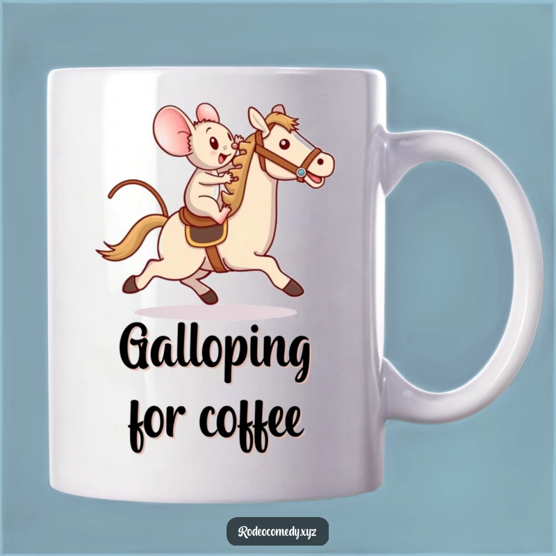 Funny Mouse Toy Horse Mug: Brave Rider's Triumph - Hilarious Gift