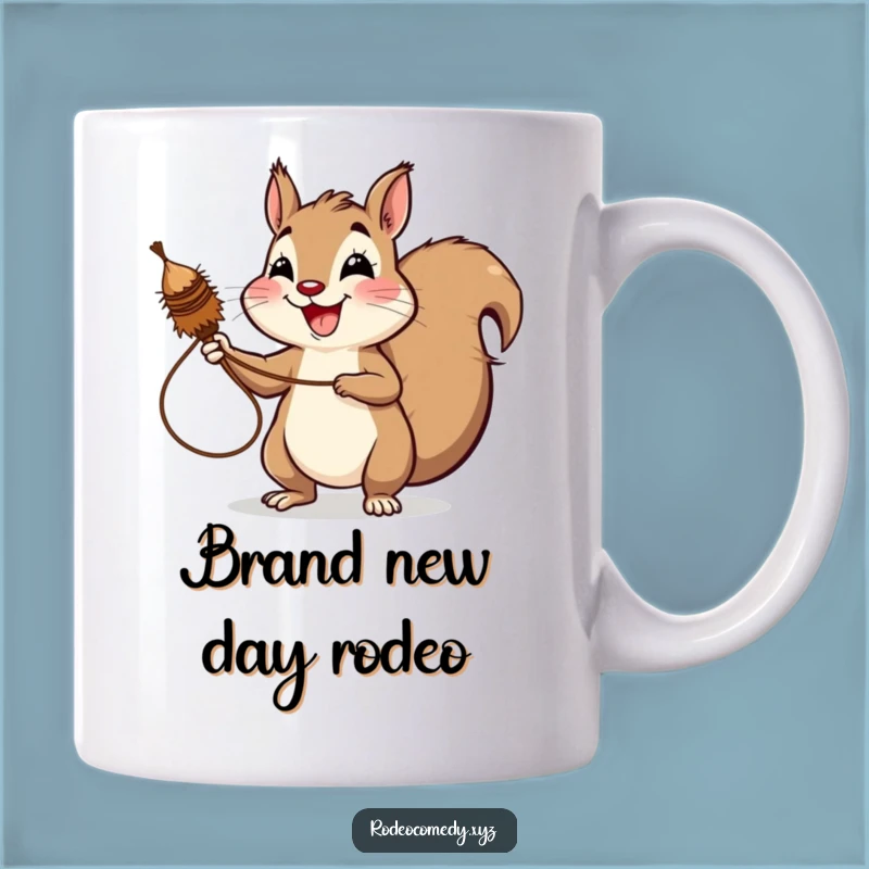 Funny Squirrel Lassoing Tumbleweed Mug - Hilarious Woodland Creature Gift