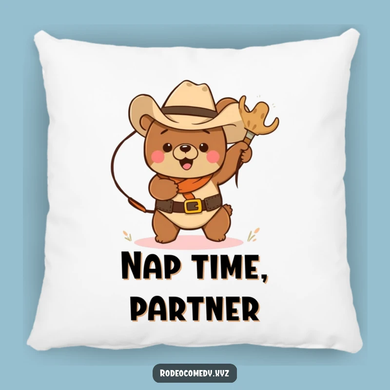 Cozy Up with Comedy: Funny Cowboy Bear Pillow, The Ultimate Funny Gift