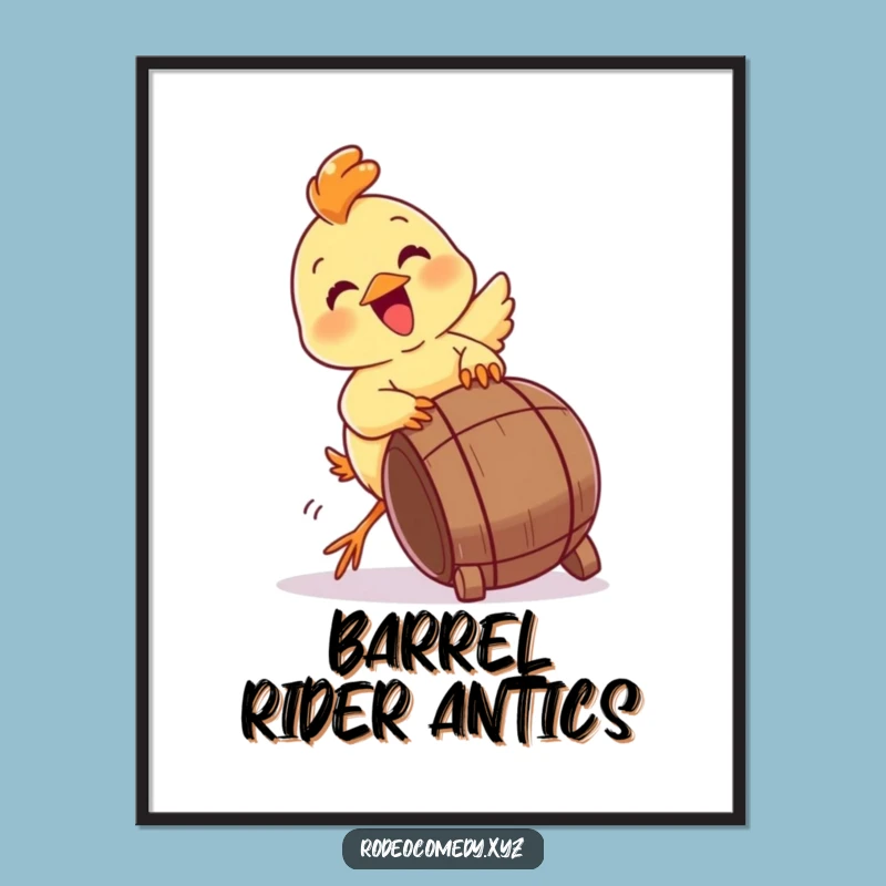 Funny Chick Tipping Barrel Digital Art - Hilarious Baby Bird Instant Download