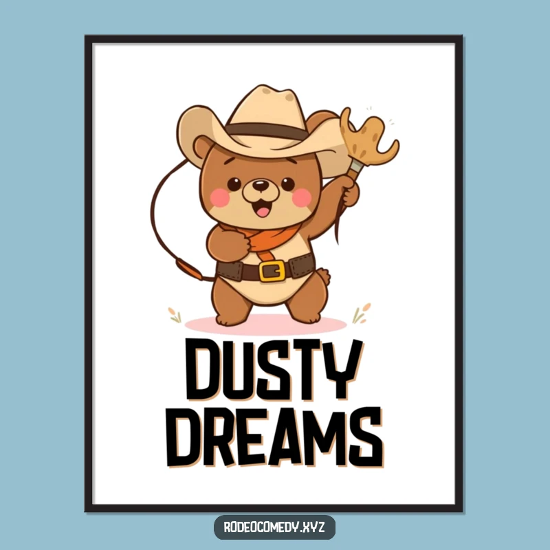 Wild West Wonders: Funny Cowboy Bear Digital Art, Your Perfect Funny Gift