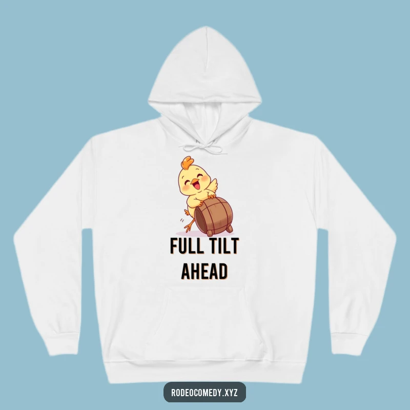 Funny Chick Tipping Barrel Hoodie - Cozy and Comical Bird Apparel