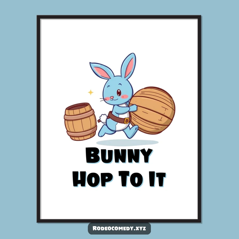 Free Printable Bunny Wall Art: Funny Barrel Chasing AI Art Downloadable Decor