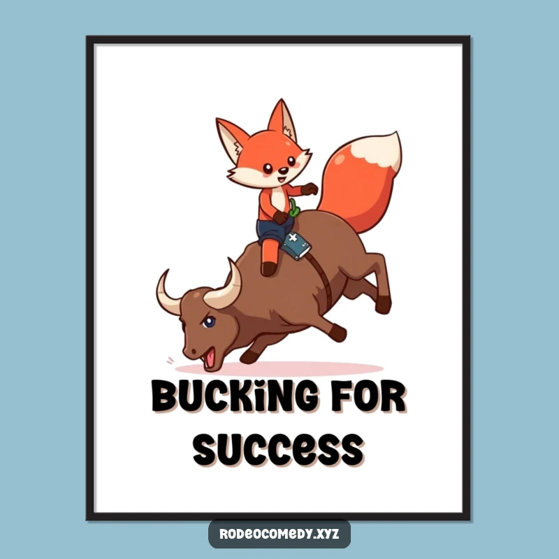 Free Printable Fox Wall Art: Funny Mechanical Bull Rider AI Art Downloadable Decor