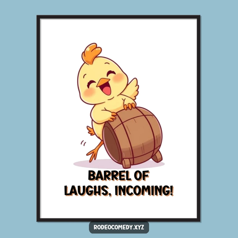 Free Printable Wall Art: Energetic Chick Barrel Fun, Playful Downloadable Decor