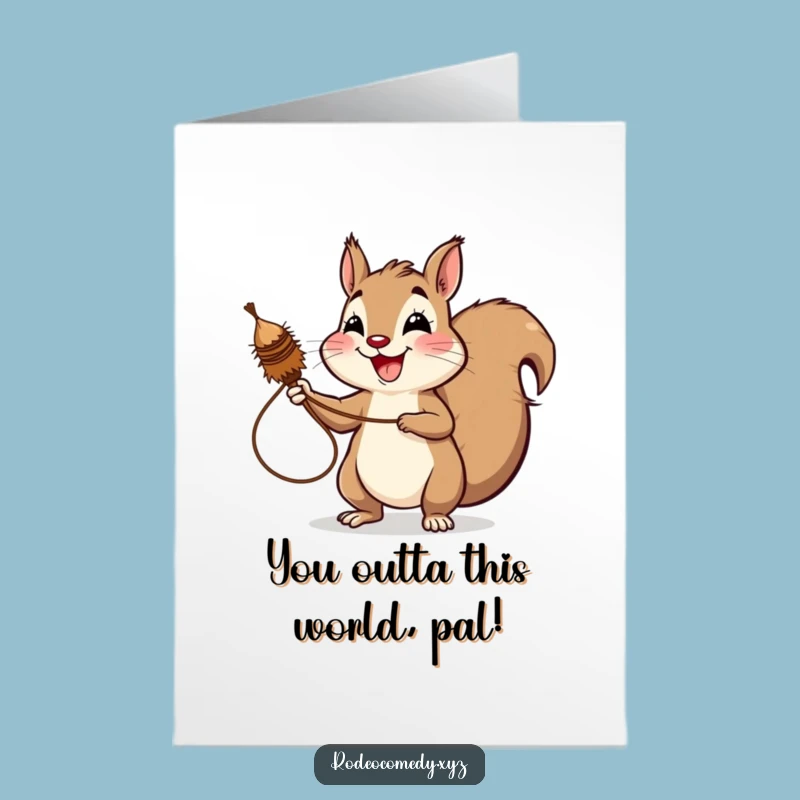 Free Printable Congrats Card: Squirrel's Tumbleweed Lasso Win, Humorous Downloadable Gift