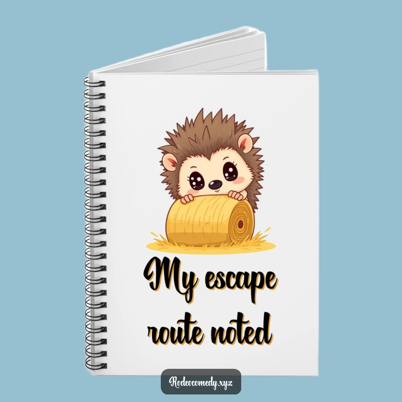 Funny Hedgehog Dodging Hay Bale Notebook - Hilarious Journal for Quick Notes