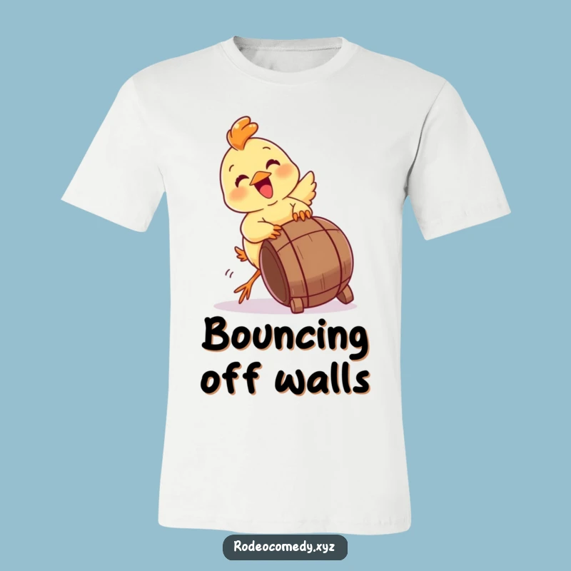 Funny Chick Tipping Barrel T-Shirt - Energetic and Comical Chick Apparel