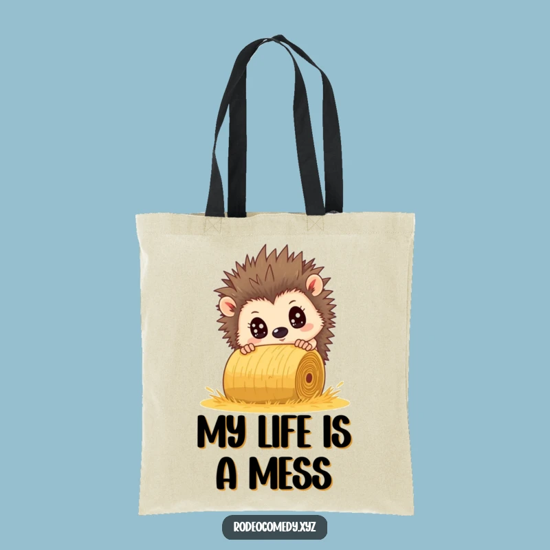 Funny Hedgehog Dodging Hay Bale Tote Bag - Whimsical Protection Carrier