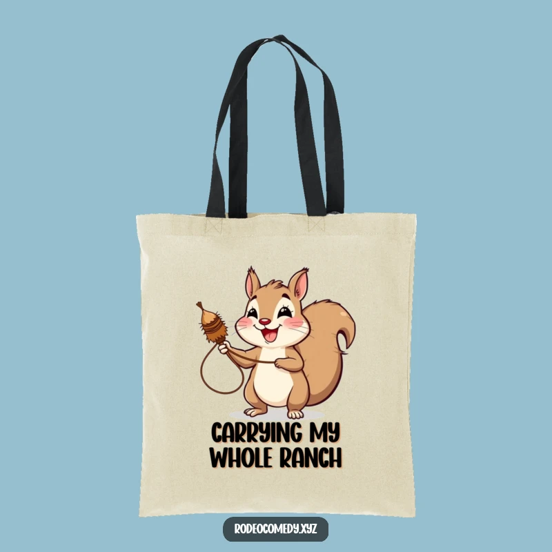 Funny Squirrel Lassoing Tumbleweed Tote Bag - Whimsical and Practical Carry-All